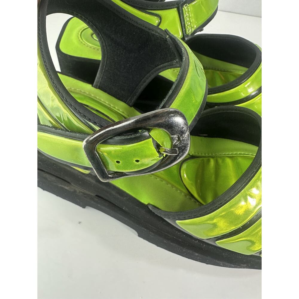 *Damaged* Rare Vtg 90s Skechers Platform Lime Green Chunky Sandals 10 Y2K Rave - Picture 15 of 16